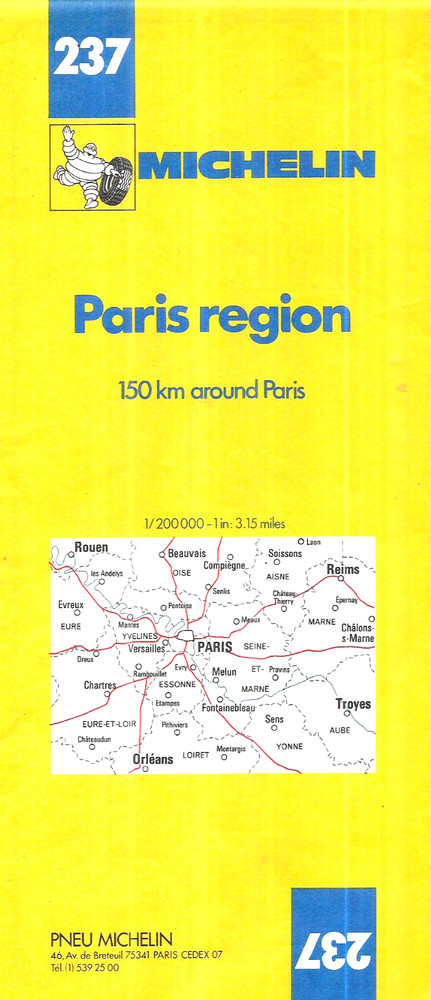 Michelin Map 237 Paris region ~ FRANCE ~ 1982