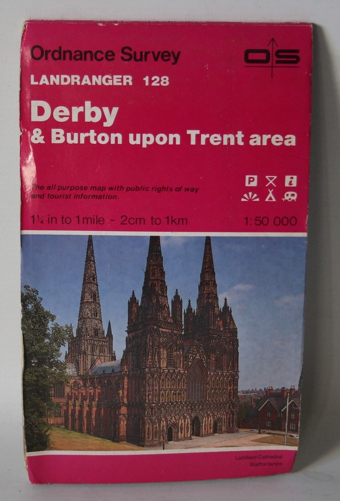 Ordnance Survey Landranger Map – Derby & Burton upon Trent – Sheet 128 – 1985