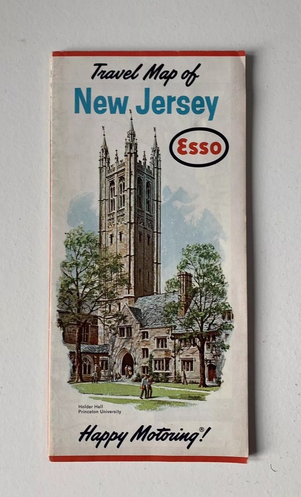 Old Vintage 1960s ESSO Travel Road Map New Jersey