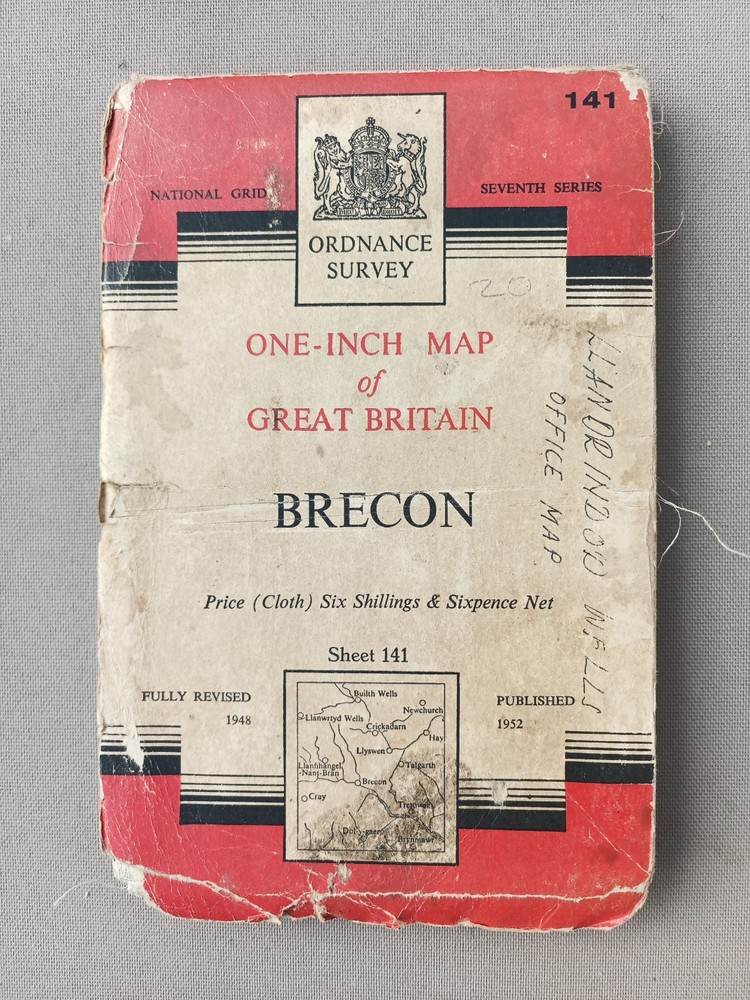 BRECON Ordnance Survey One-Inch Map CLOTH Sheet 141 7th Series 1952
