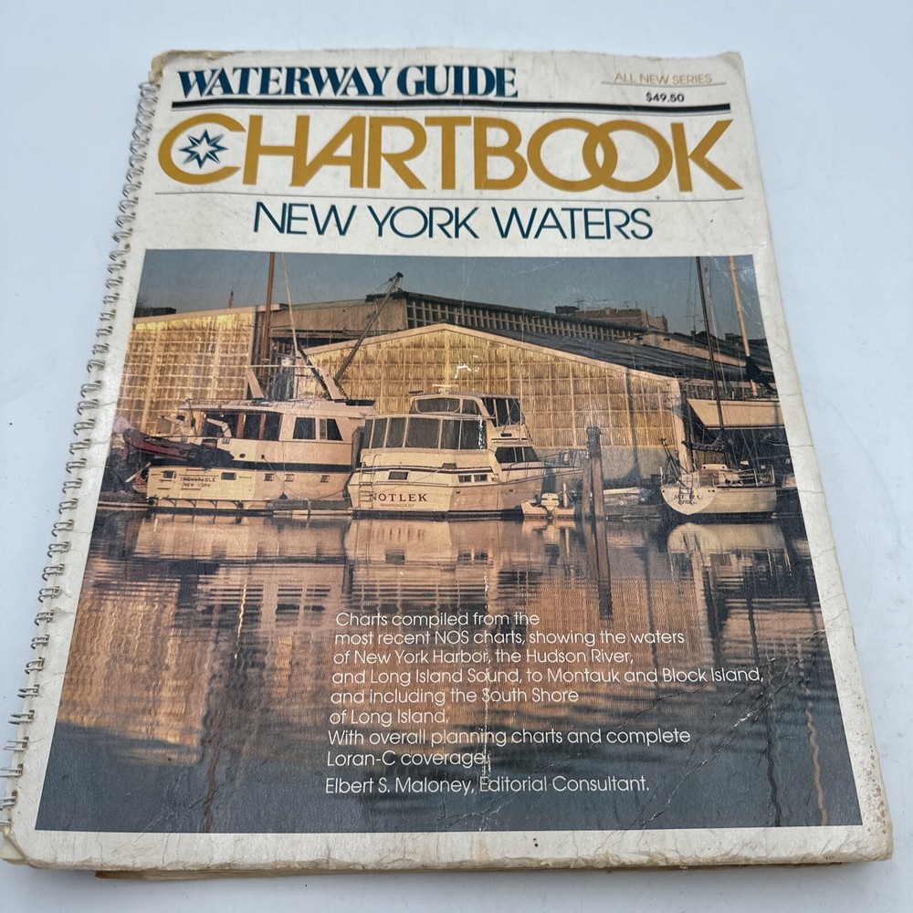 Waterway Guide Chart book New York Waters 1987 Spiral Bound Fold Out Maps Vntg
