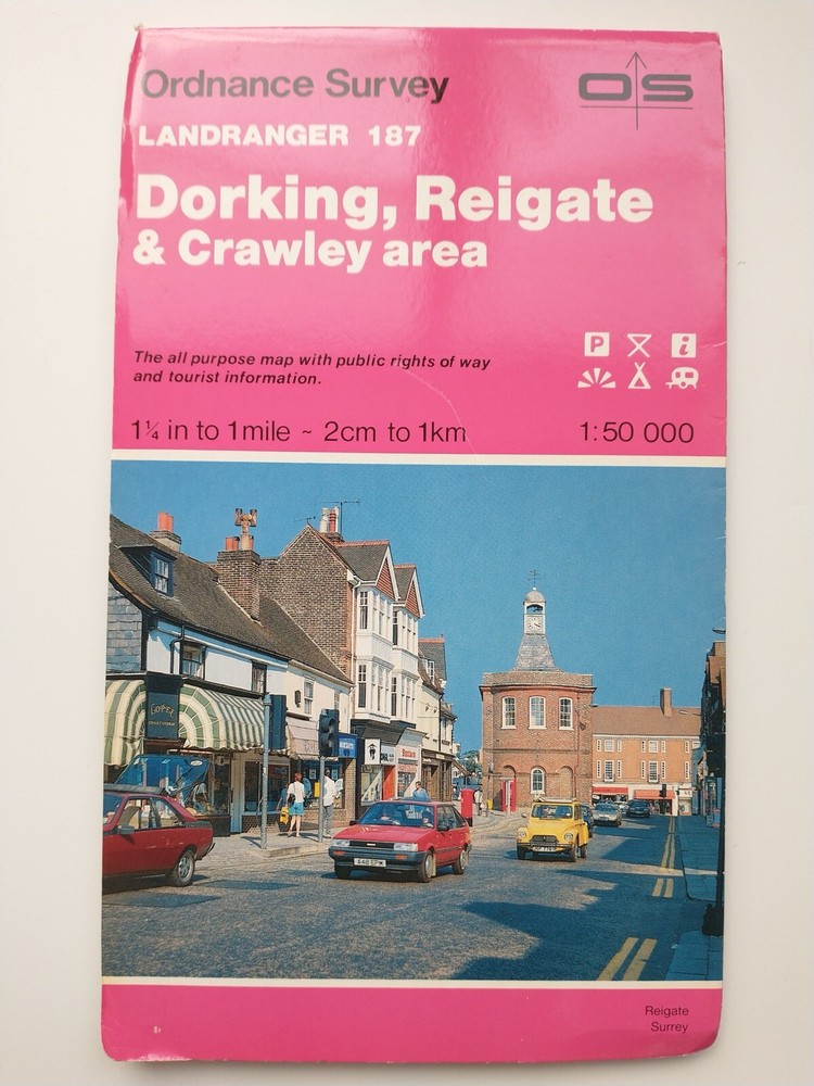 OS 1:50,000 Landranger Sheet 187 Dorking, Reigate & Crawley area, 1989