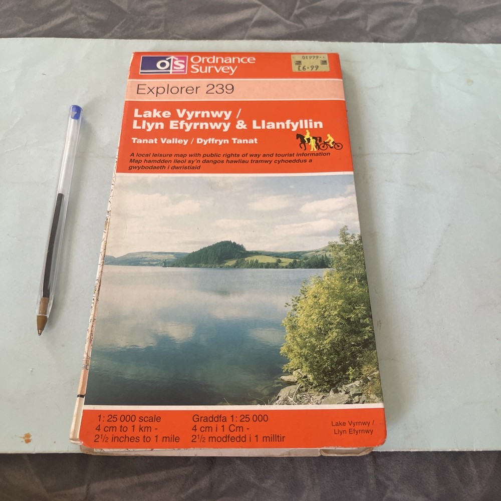 Ordnance Survey Explorer 239 Lake Vyrnwy & Llanfyllin, Taney Valley) 1:25000