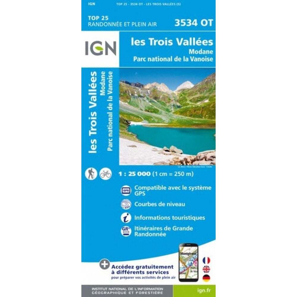 France 1:25K map 3534OT Les Trois Vallees Modane & Parc National de la Vanoise