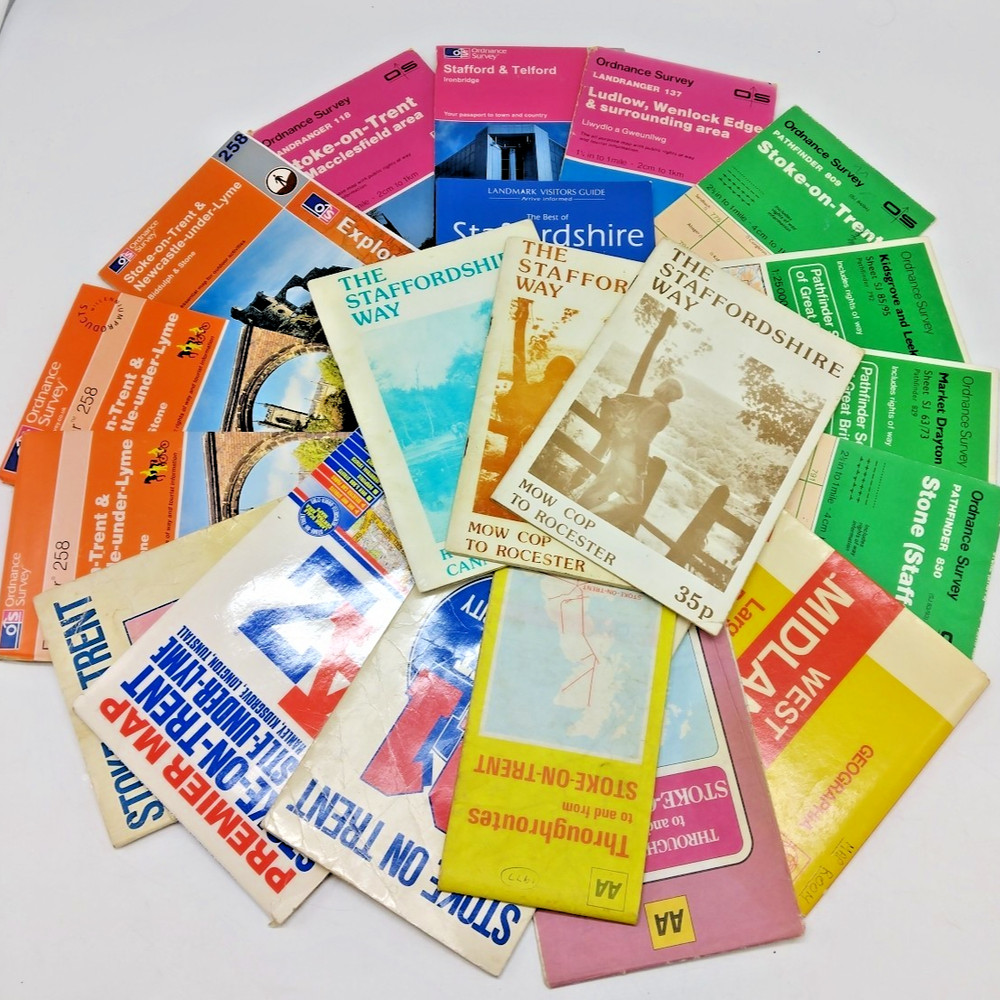 Bundle X20 Road/Leisure/Street Maps & Guides, Staffordshire/Shropshire, O/S etc