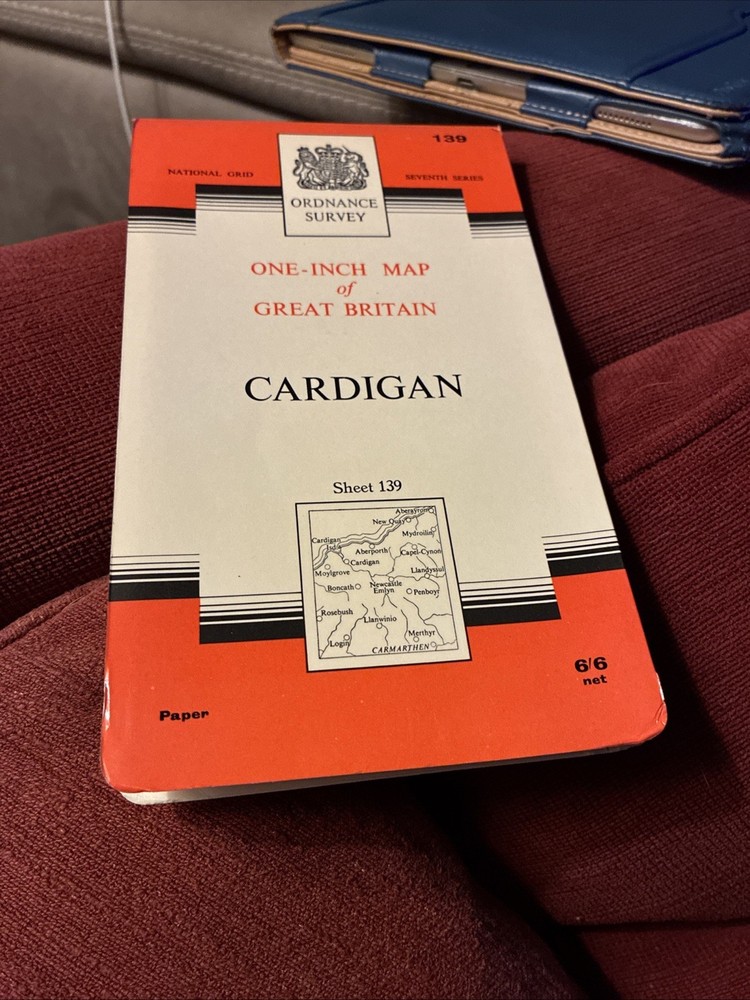 1967 Ordnance Survey One Inch Seventh Series Map 139 Cardigan (incl New Quay )