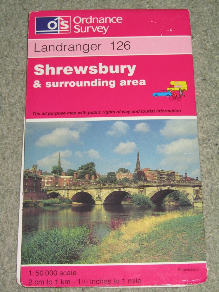 OS Ordnance Survey Landranger Map Sheet 126 Shrewsbury & surrounding area – 1996