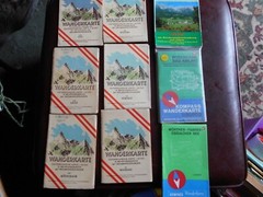 Vintage European road maps Wanderkarte Austria and Germany