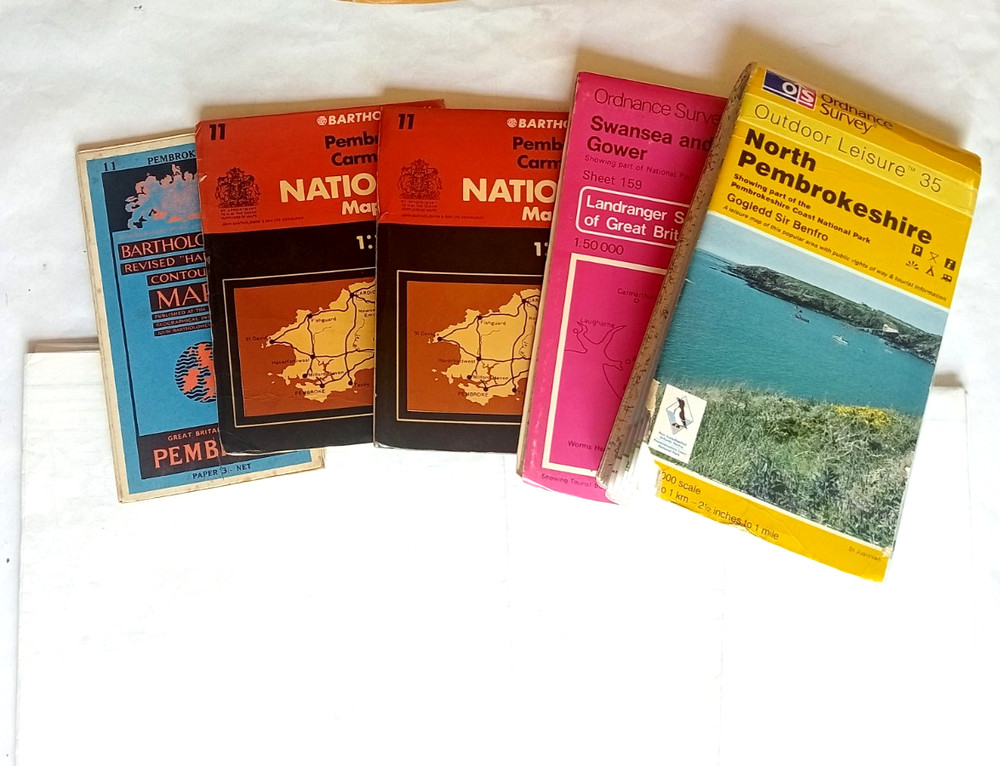 8 x assorted South Wales maps Pembrokeshire & Swansea OS & Bartholomews