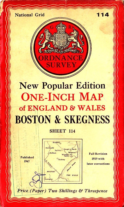 Ordnance Survey Map One Inch New Popular Ed Sheet 114 Boston & Skegness