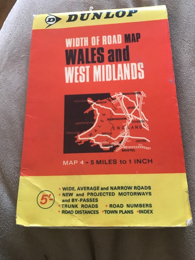 1960s Dunlop Map 3 Wales and West Midlands vintage