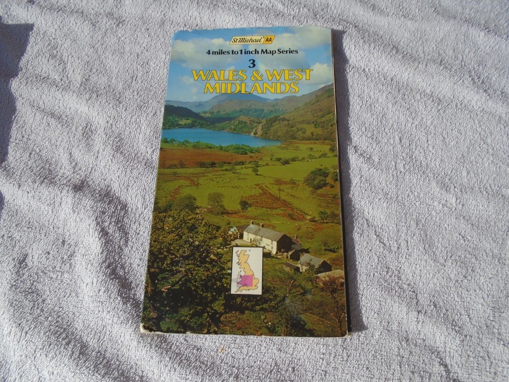 St Michaels / AA WALES & WEST MIDLANDS AA FOLD OUT MAP – 4 MILES TO 1 INCH 1980