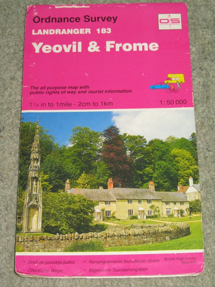 OS Ordnance Survey Landranger Map Sheet 183 Yeovil & Frome – 1991