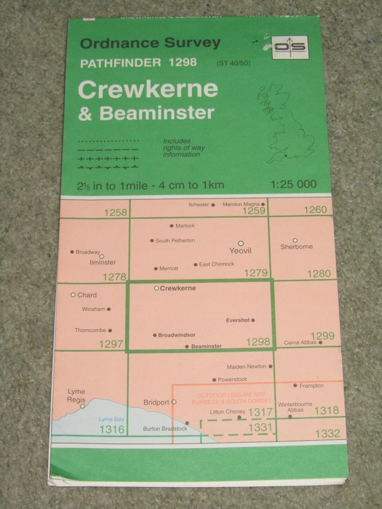 Ordnance Survey Pathfinder map sheet 1298 (ST 40/50) Crewkerne & Beaminster 1984