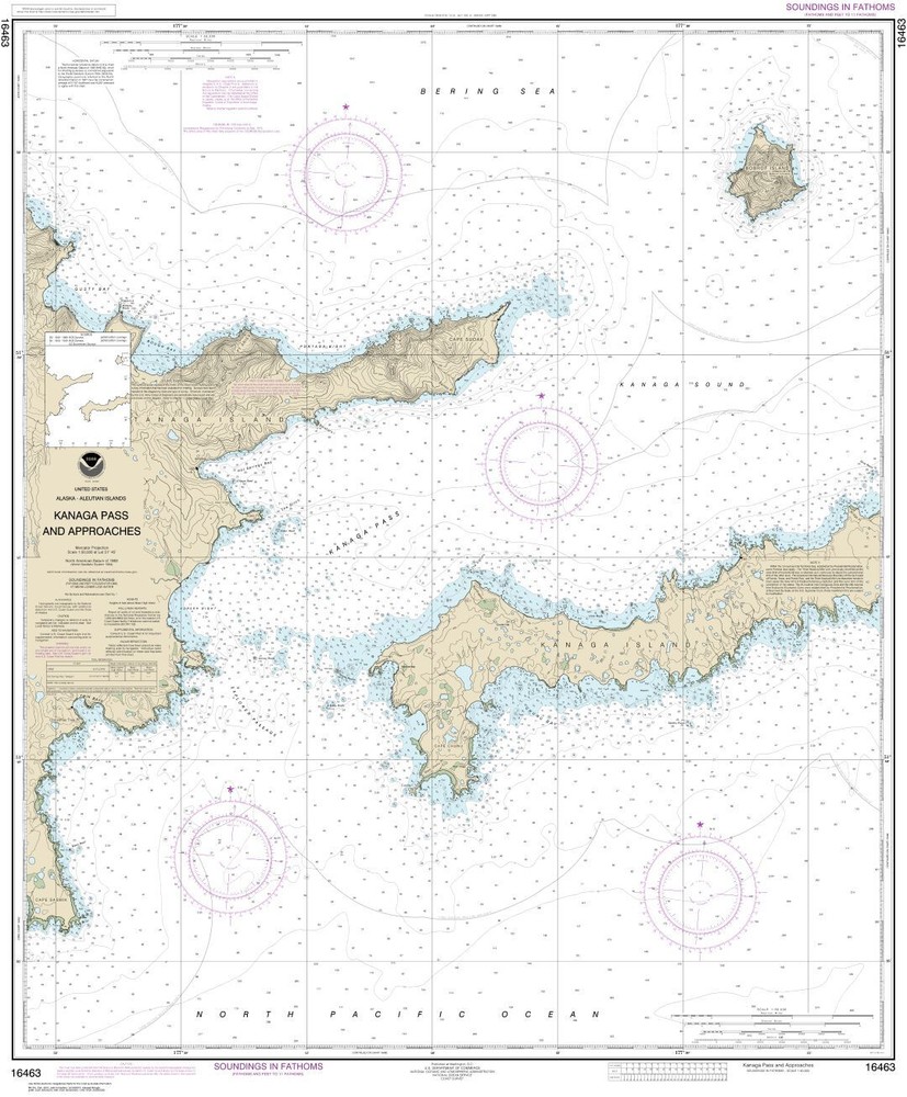 Kanaga Pass and approaches | Waterproof NOAA Chart 16463