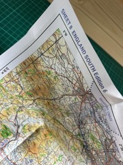 Topographical Air Chart of Southern England. 1985. about 84 x 80 cms. Laminated