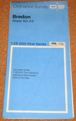 UK ORDNANCE SURVEY First Series (1:25000) Map SO93 – Bredon
