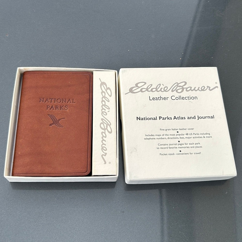 Eddie Bauer Leather Collection National Parks Atlas and Journal Brown Leather