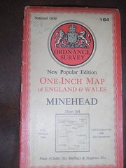 Ordnance Survey New Popular Edition 1″ map Minehead Sheet 164 (cloth) 1946