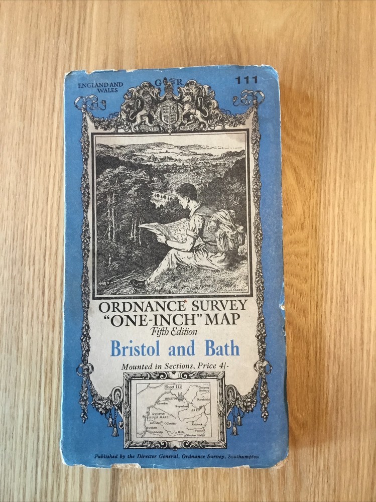 1937 Ordnance Survey One Inch Fifth Edition Cloth Map 111 Bristol And Bath