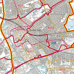 (G82) Map of Ilford IG Postcode Sectors, Poster of Ilford Postcodes