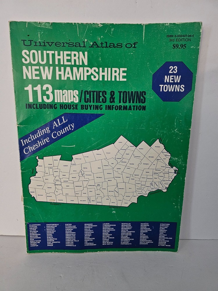 1987 Universal Atlas of Southern New Hampshire 3rd Edition Softcover Book