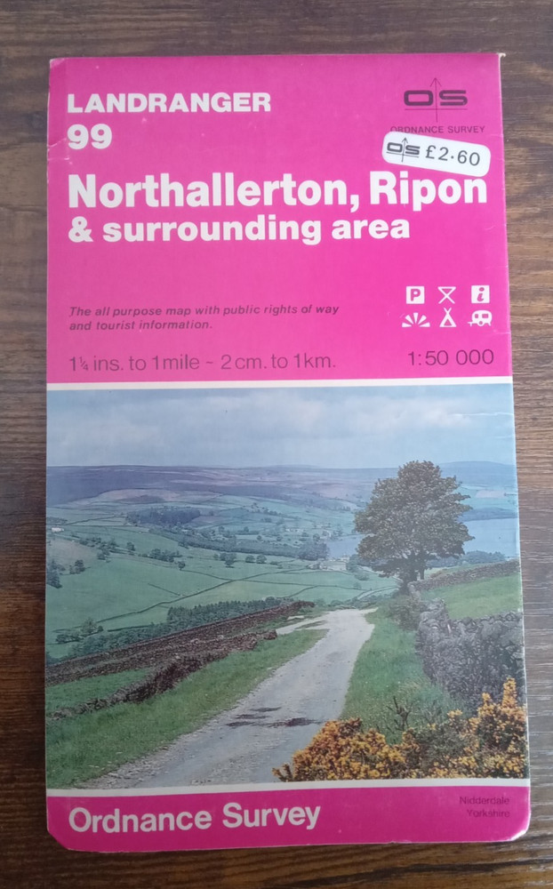 OS Ordnance Survey Landranger Map Sheet 99 Northallerton & Ripon 1983. T3