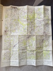 Ordnance Survey Vintage Cloth Map 1952 50s The Aldershot Guildford Free Post UK