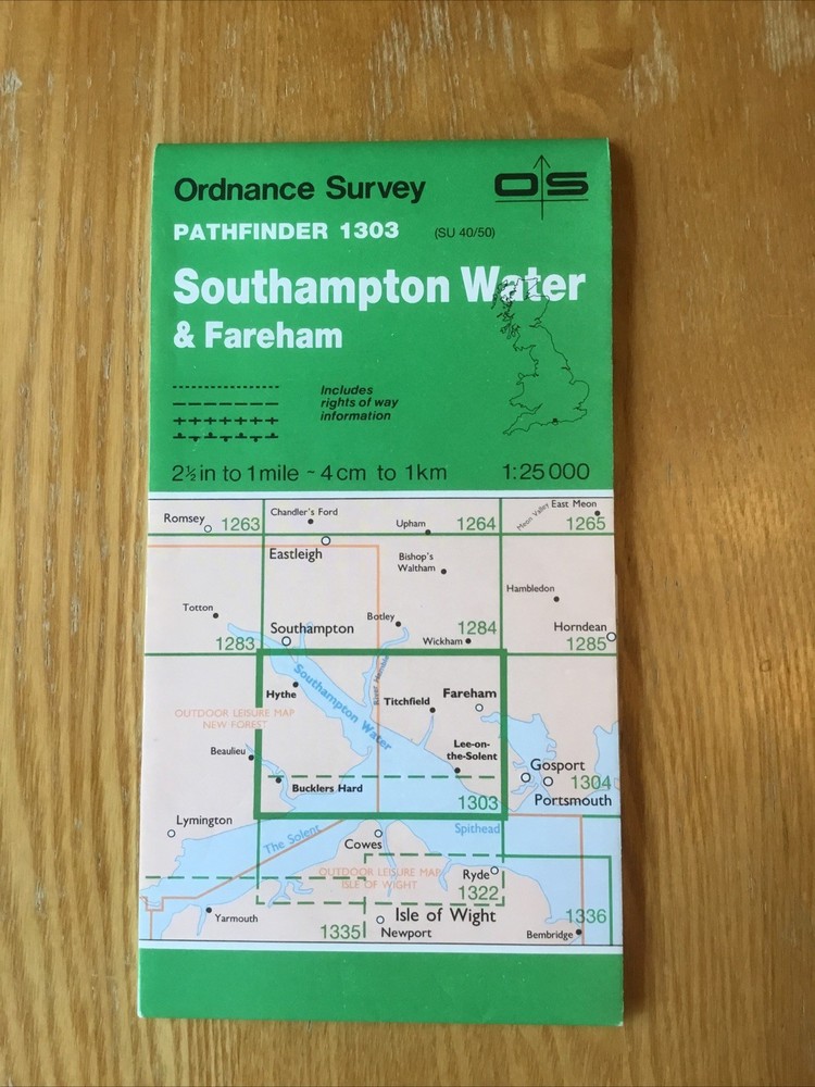 1988 Ordnance Survey Pathfinder Map 1303 SU 40/50 Southampton Water And Fareham