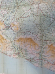 1922 Ordnance Survey Tourist cloth Map Brighton South Downs 1 in per mile