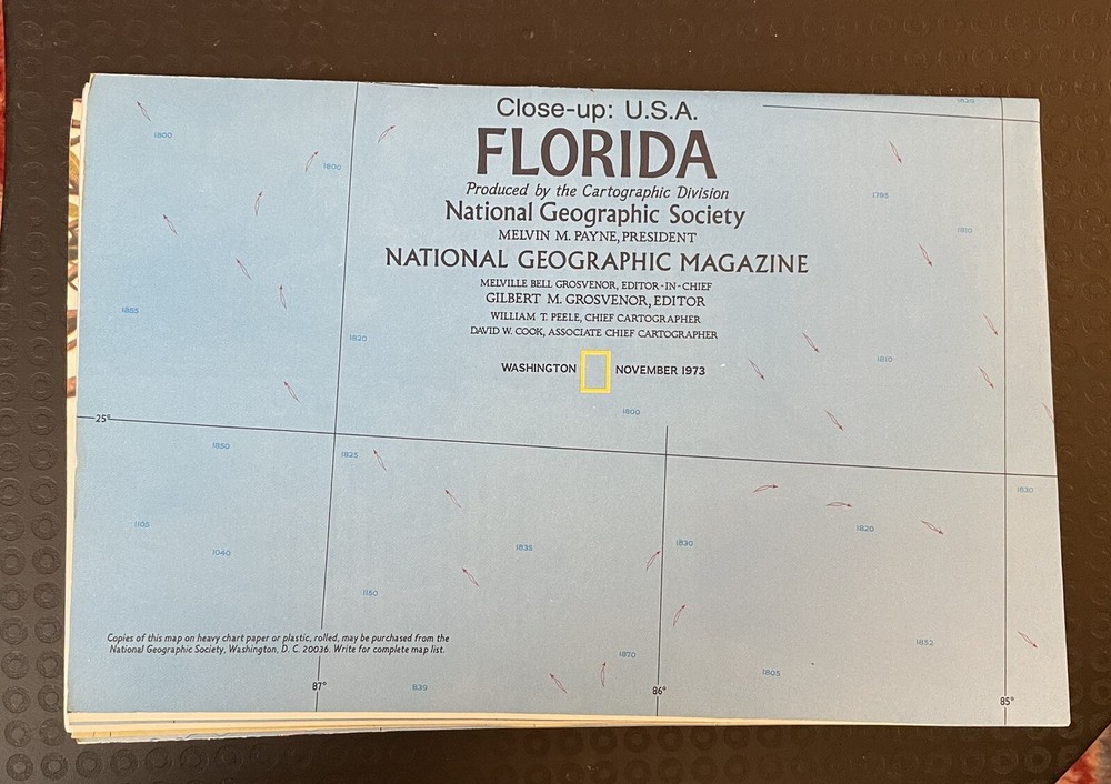 National Geographic Florida Virgin Islands Map Supplement November 1973 Vol 144