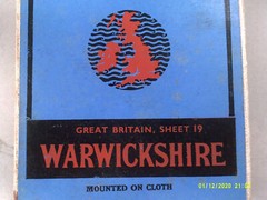 Bartholomew’s Half-Inck Map on Cloth. Sheet 19. WARWICKSHIRE. VG.