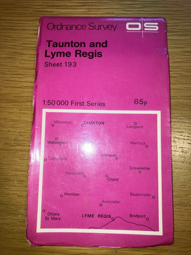 Vintage Ordnance Survey First Series Taunton & Lyme Regis 1974 Map 193