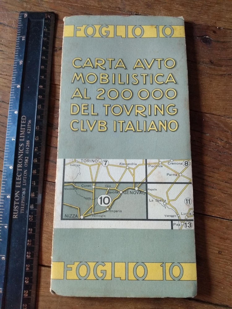 Foglio 10. Italian Touring/Road Map 1950. Touring Club Italy. Vintage cars