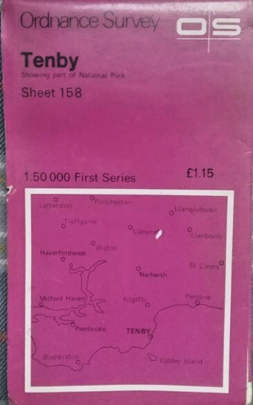 Ordnance Survey – First Series 1:50,000 – Tenby – Sheet 158 – 1974 Free Post