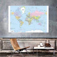 World Map Atlas Geography Political Poster Print Sizes A1 A2