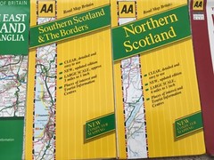 Vintage Collection of TEN Vintage AA Maps, inc EUROPE, SCOTLAND. FOLD OUT MAP