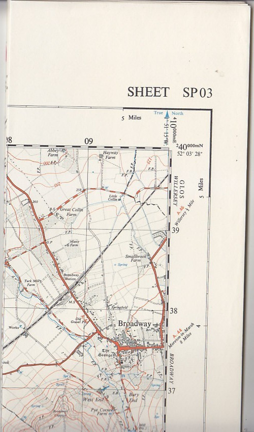 Ordnance Survey 1:25,000 First Series Map Sheet SP 03 Stanway Gloucestershire