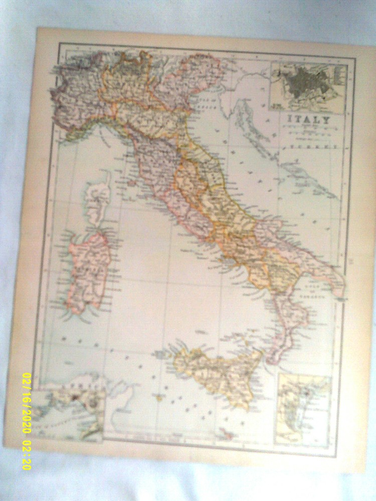 Antique Map. ITALY. c1900. VG.