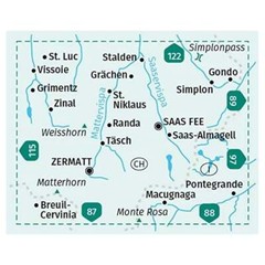 Switzerland + Itay Zermatt, Saas-Fee Matterhorn Kompass hiking map 117