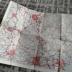 Dunlop, width of road map Wales and West Midlands, 5 miles to 1 inch, vintage