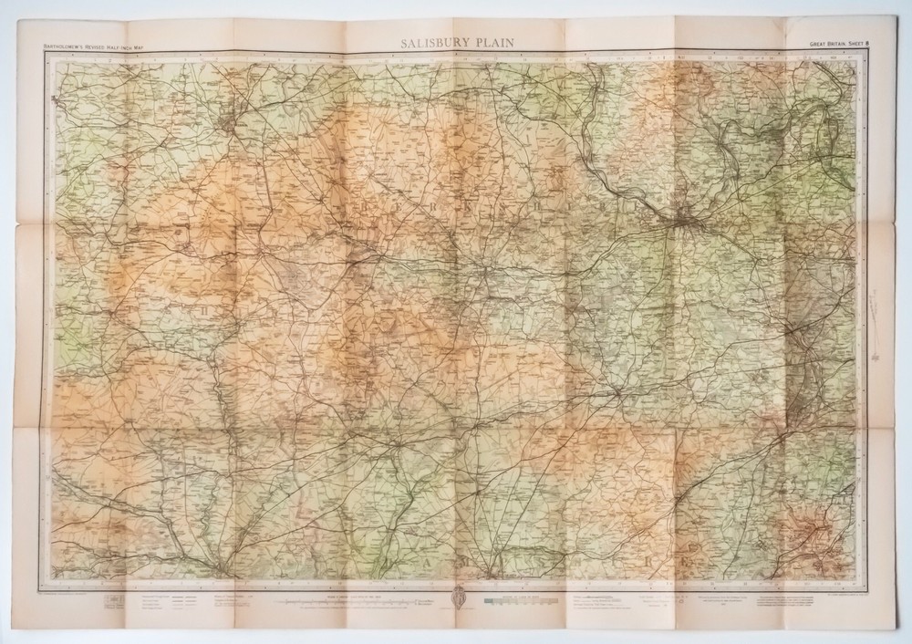 Bartholomews Half Inch Contoured Map Sheet 8 Salisbury Plain 1959 Cartography
