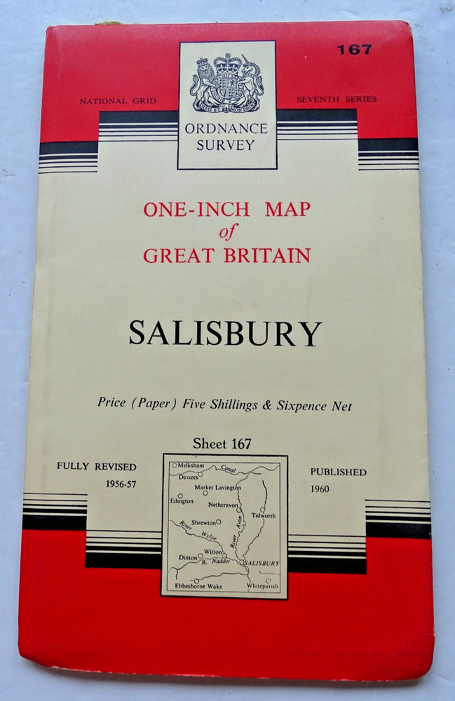 Ordnance Survey Map- Salisbury- One Inch – Seventh Series – Sheet 167 – 1960