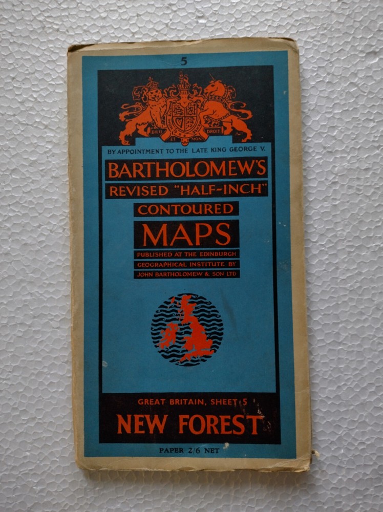 Vintage Bartholomew’s Revised Half-inch Contoured PAPER Map Blue Cover