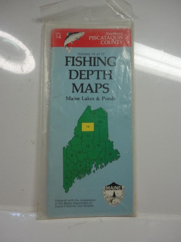 DeLorme Maine Lakes & Ponds Fishing Map Northern Piscataquis Volume 14 1985