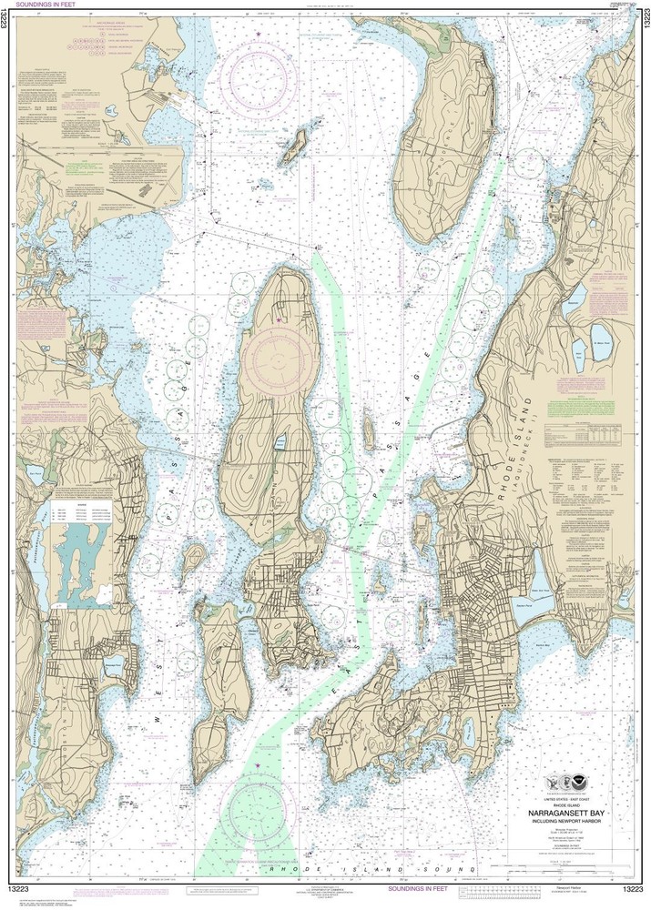 Narragansett Bay, Including Newport Harbor | Waterproof NOAA Chart 13223