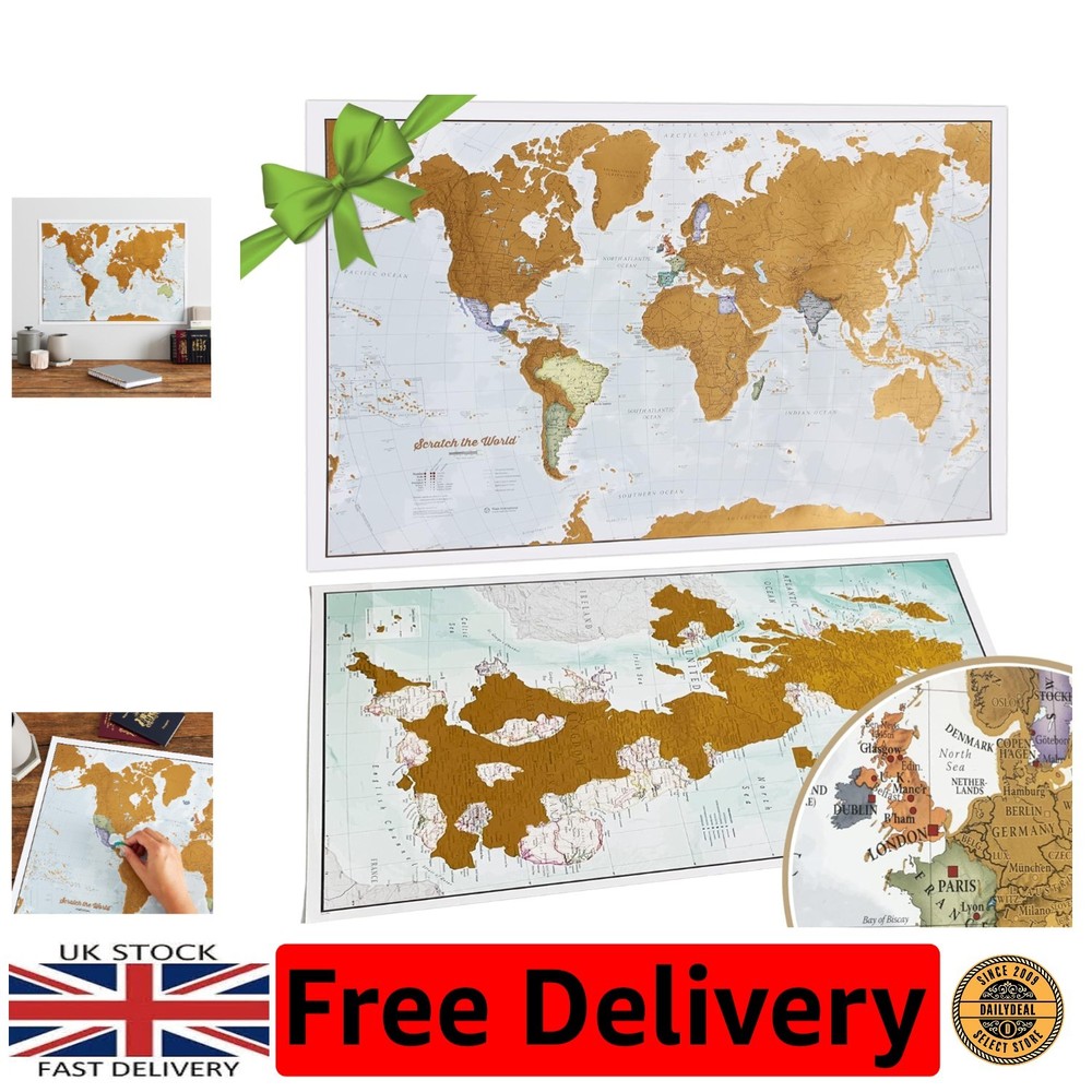 Scratch the World Travel Map A2 – Detailed World & UK Scratch Off Poster Gift