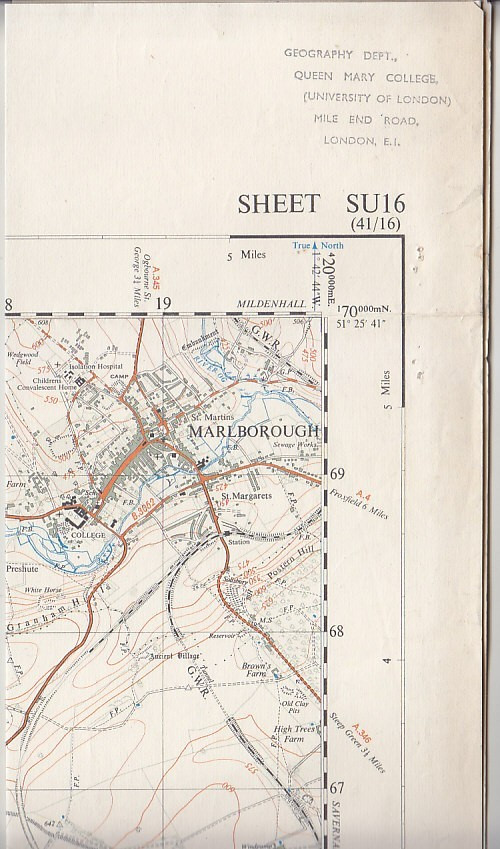 Ordnance Survey 1:25,000 Provisional Series Map Sheet SU 16 Marlborough