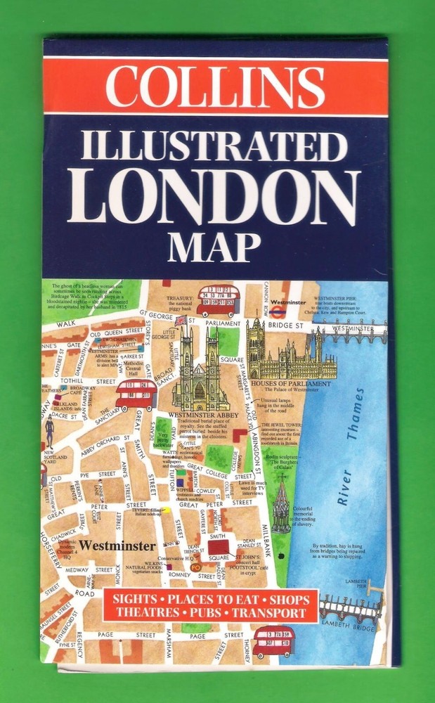 Collins – Illustrated London Map with Street Index – Central Tourist Area – 1998