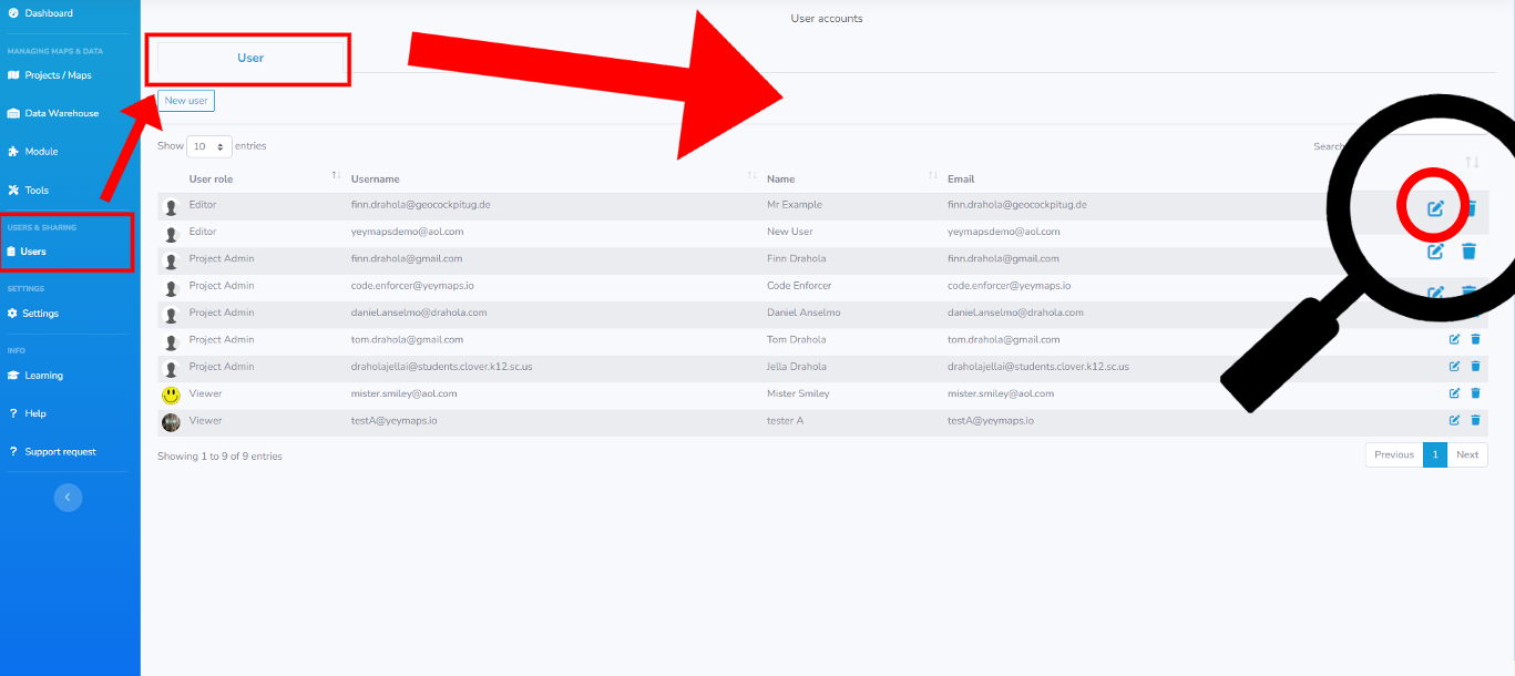 Changing a User's Role - yey'maps knowledge base
